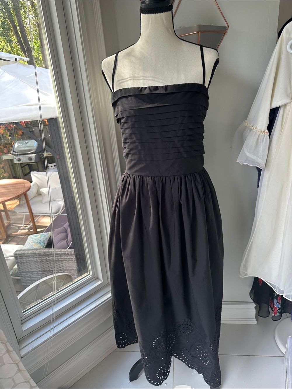 KISMET NWT Black Sleeveless Midi Dress with Eyelet Hem Smocked Back Size XXL